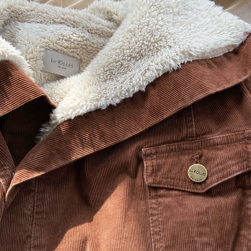 Les Folles de Joie Sherpa-Lined Corduroy Jacket